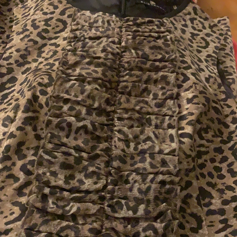 Elie Tahari leapord print sheath dress ruffle 2 - Picture 8 of 11